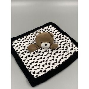 Levtex Baby Teddy Bear Lovey Plush Black And White Triangles Security Blanket